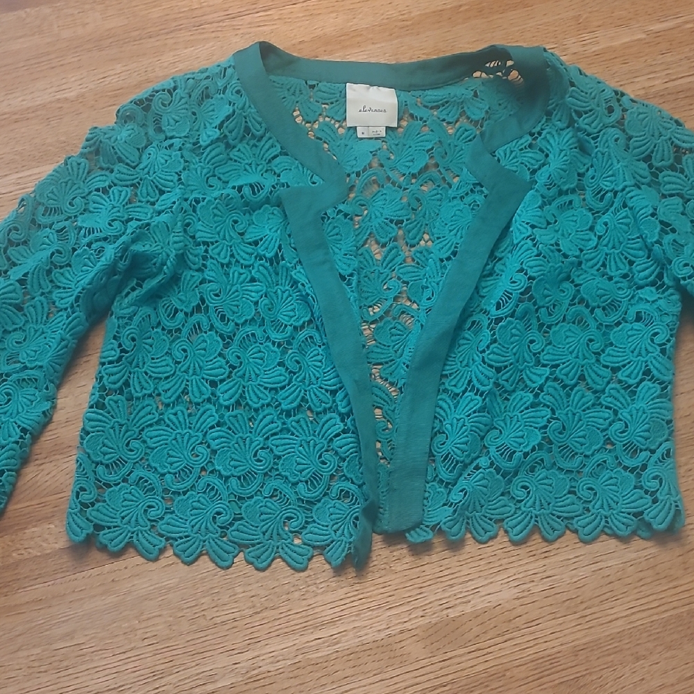 Anthropologie Green Lace Blouse